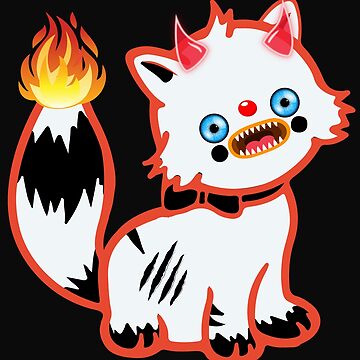 Demon Cat Face Splat | Cute Anime Cat | Prints for Sale