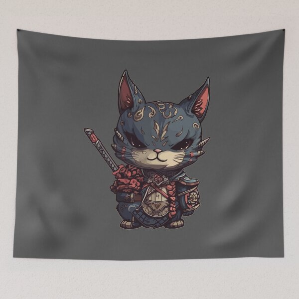 Item preview, Intricate cute cat in Samurai armor designed and sold by BootWaax.