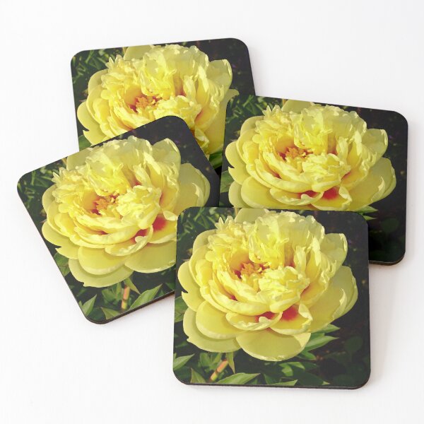 Item preview, Stunning Yellow Peony With Red Highlights designed and sold by CarolBeeDesigns.