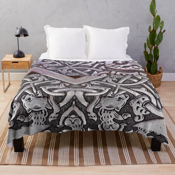 Item preview, viking wood carving design with dragons designed and sold by LGMmugsdesign.