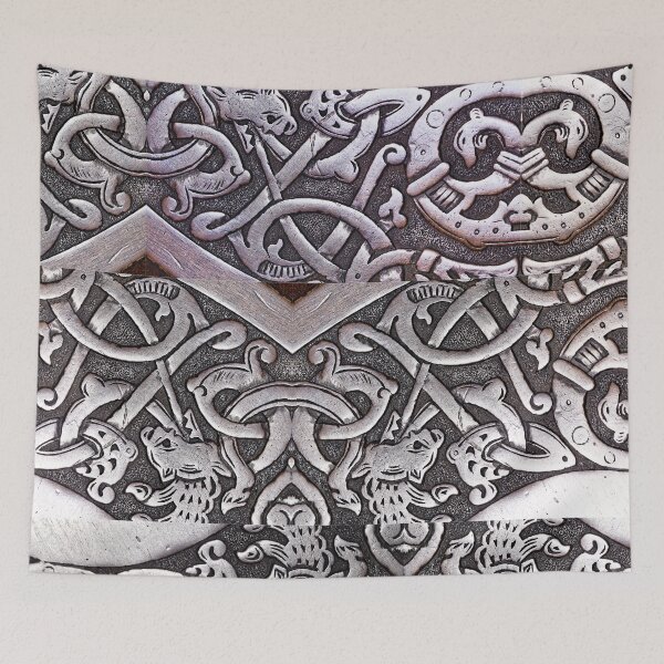 Item preview, viking wood carving design with dragons designed and sold by LGMmugsdesign.