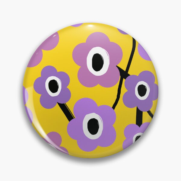 Item preview, Iconic Retro Scandinavian Floral Pattern in Purple and Yellow designed and sold by Deutschic.