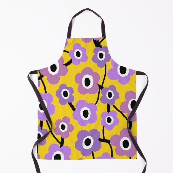 Item preview, Iconic Retro Scandinavian Floral Pattern in Purple and Yellow designed and sold by Deutschic.