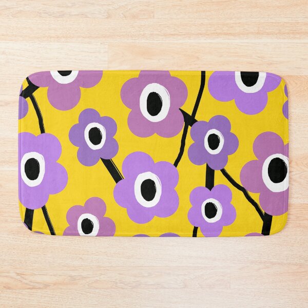 Item preview, Iconic Retro Scandinavian Floral Pattern in Purple and Yellow designed and sold by Deutschic.
