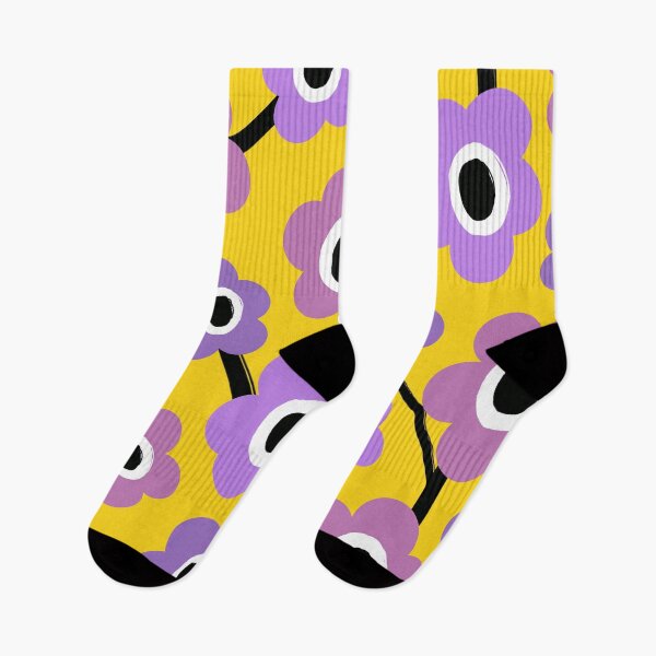 Item preview, Iconic Retro Scandinavian Floral Pattern in Purple and Yellow designed and sold by Deutschic.