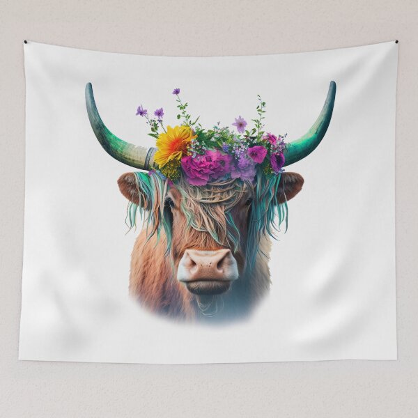 Item preview, Highland Cow Cut Flowers Colorful designed and sold by Travel Time.