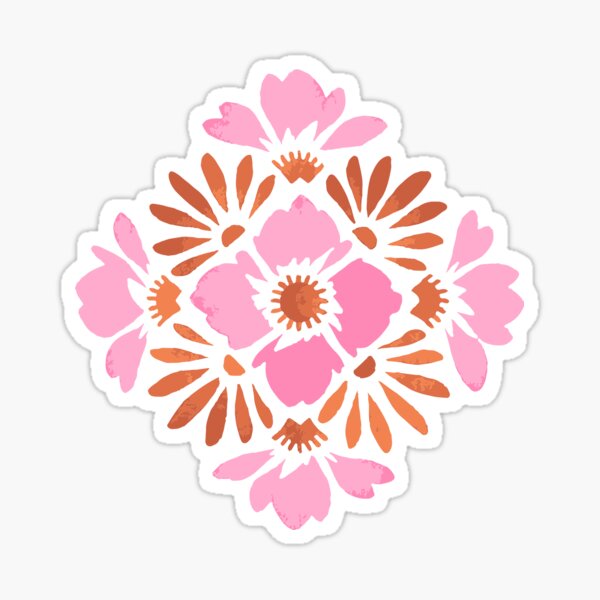 Item preview, Pretty Boho Floral Sunset Tile Design Pink  designed and sold by WildFlowerWC.