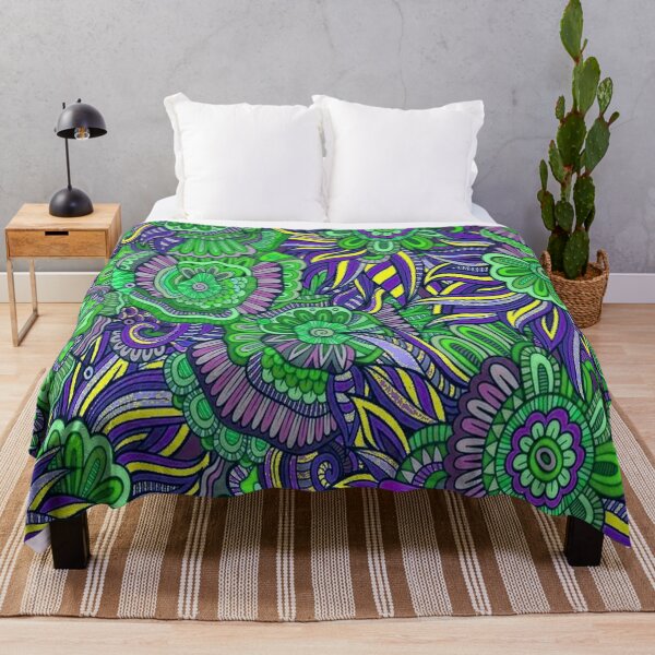 Item preview, Mandalas flowers in predominant colors blue purple and green designed and sold by JaroDesign2023.