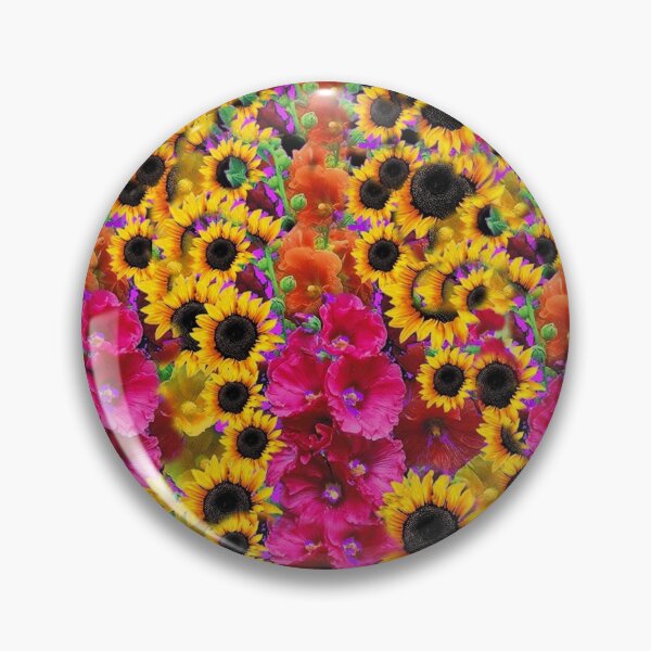 Item preview,  ABSTRACTED HOLLYHOCKS SUNFLOWERS SUMMER FLORAL GARDEN ART designed and sold by sharlesart.