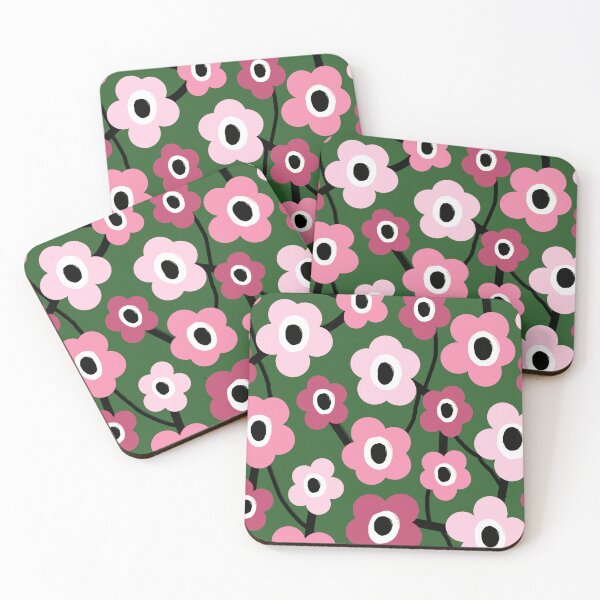 Item preview, Iconic Retro Scandinavian Floral Pattern in Pink and Green #1 designed and sold by Deutschic.