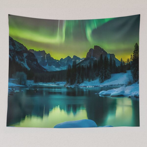 Item preview, Beautiful green aurora borealis illuminating the sky designed and sold by RK - Shop.