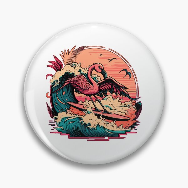 Item preview, Surfing Pink Flamingo designed and sold by Meliafroggy.