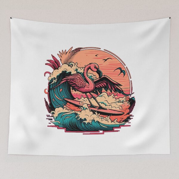 Item preview, Surfing Pink Flamingo designed and sold by Meliafroggy.