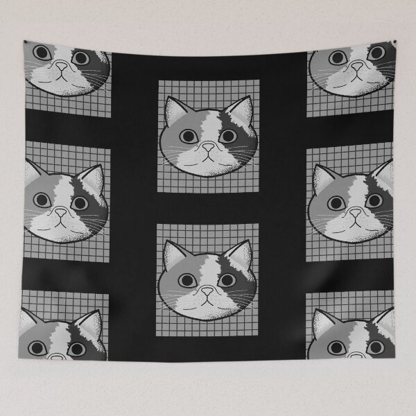 Item preview, Cute Short Nose Cat Black and White Vintage Grunge Illustrated designed and sold by Cayden Colias.