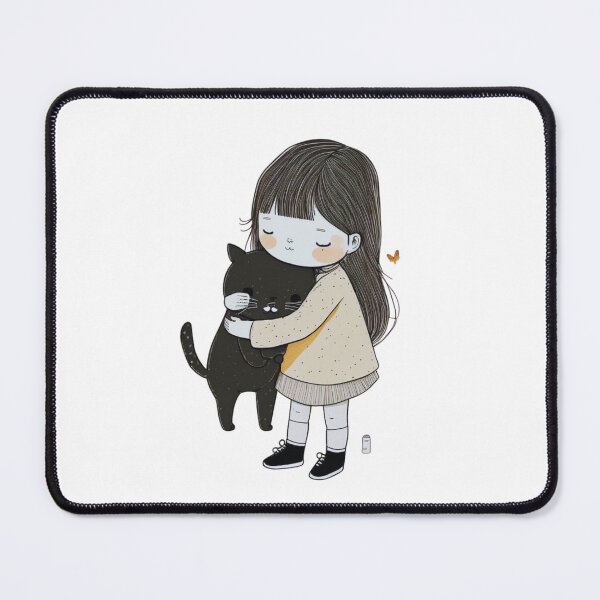 Item preview, A little girl hugging a kitten designed and sold by MyMerryMary.