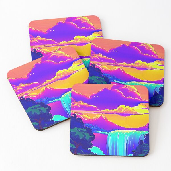 Item preview, Waterfall Sunset Pop Art Landscape designed and sold by LaRoach Digital Arts.