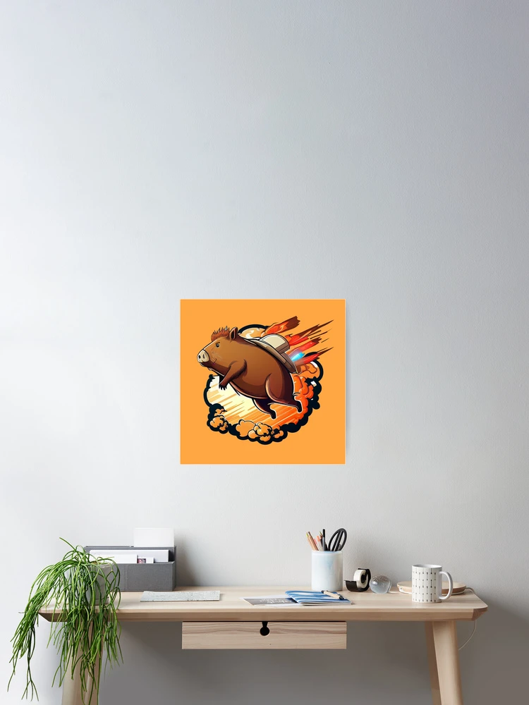 Aperçu 2 sur 3. Poster avec l'œuvre Capybara Jetpack créée et vendue par RandomForestBot.