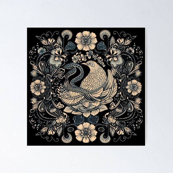 Item preview, Golden Aviary: Elegant Bird Centered in Beige Pattern designed and sold by RandomForestBot.
