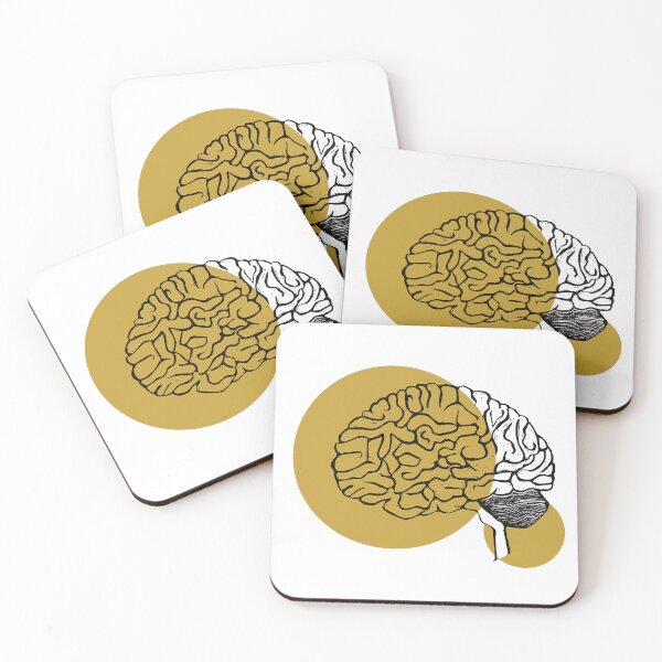 Item preview, Brain | Yellow | Linocut Brain  designed and sold by Aspire Happy Art.