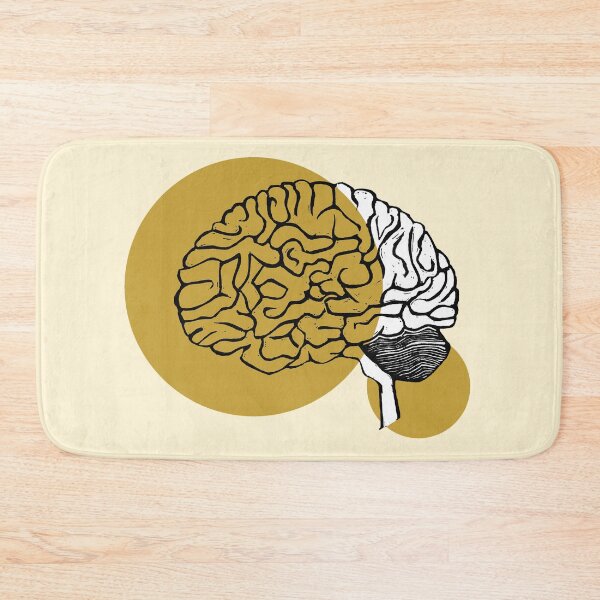 Item preview, Brain | Yellow | Linocut Brain  designed and sold by Aspire Happy Art.