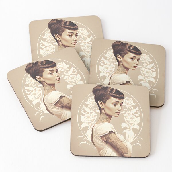 Item preview, Audrey Hepburn as a Punk Rock Icon drawn in Art Nouveau Style designed and sold by ThatsTheStyle.