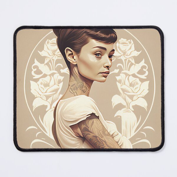 Item preview, Audrey Hepburn as a Punk Rock Icon drawn in Art Nouveau Style designed and sold by ThatsTheStyle.