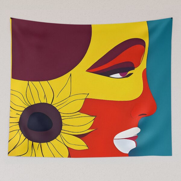 Item preview, Pop Art Style Woman with Sunflower designed and sold by The Bubble 1307.