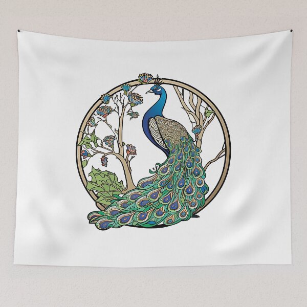 Item preview, Camouflaged Elegance: Peacock in a Bush Art Design designed and sold by RandomForestBot.