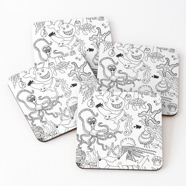 Item preview, Sea scene with sea creatures hand drawn designed and sold by ladyberndt.