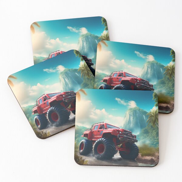 Item preview, Red Monster Truck In Tropical Forest  designed and sold by Thedoode.