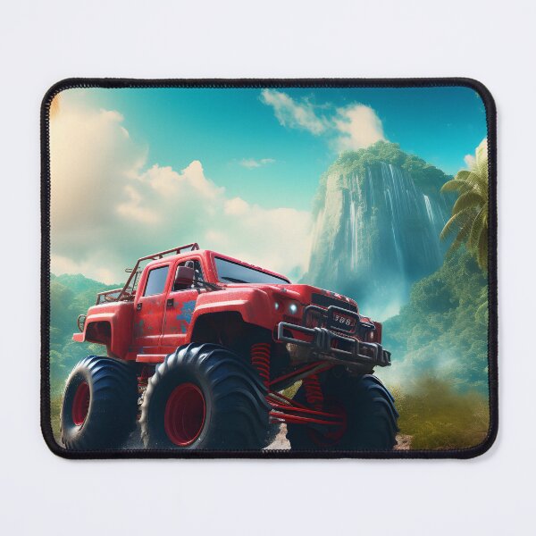 Item preview, Red Monster Truck In Tropical Forest designed and sold by Thedoode.