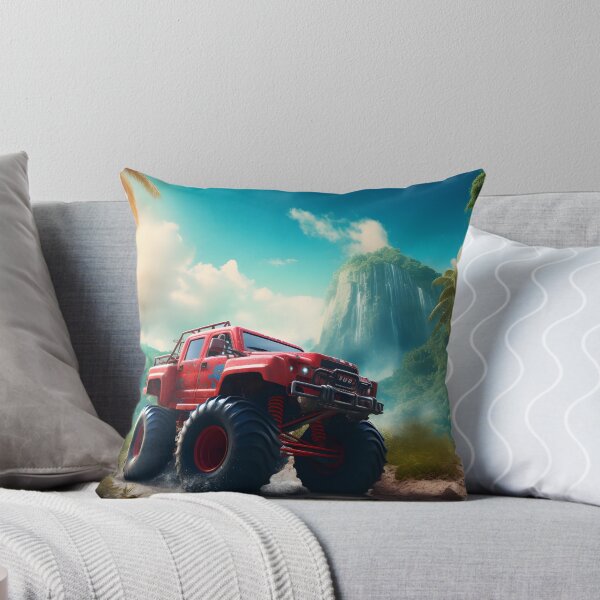 Item preview, Red Monster Truck In Tropical Forest  designed and sold by Thedoode.