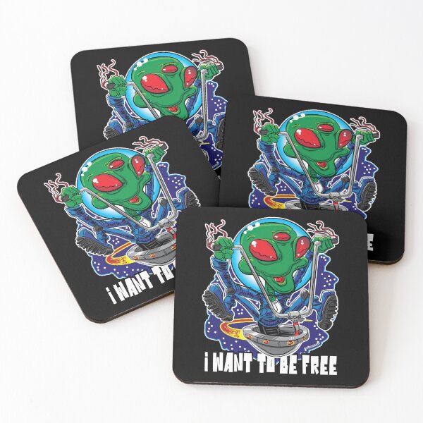 Item preview, I Want to be Free Alien UFO with Handlebars designed and sold by eShirtLabs.