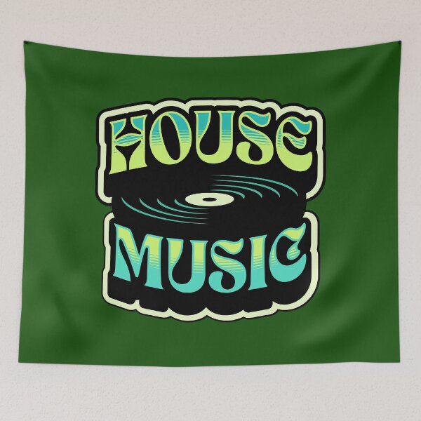Item preview, HOUSE MUSIC  - Groovy Vinyl (teal/lime green)  designed and sold by Discothreadz.