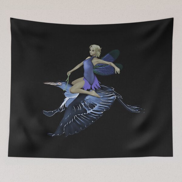 Item preview, Fairy faerie elf riding egret designed and sold by Fantasyart123.