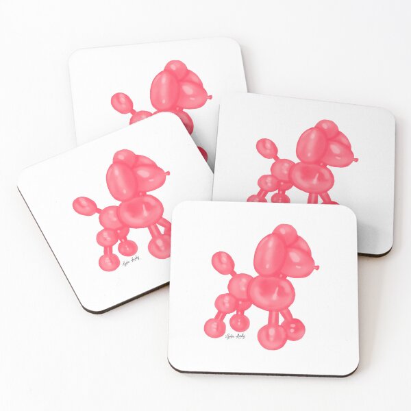 Item preview, Balloon poodle artwork pink- white background designed and sold by Studio Lydia  Lovely.
