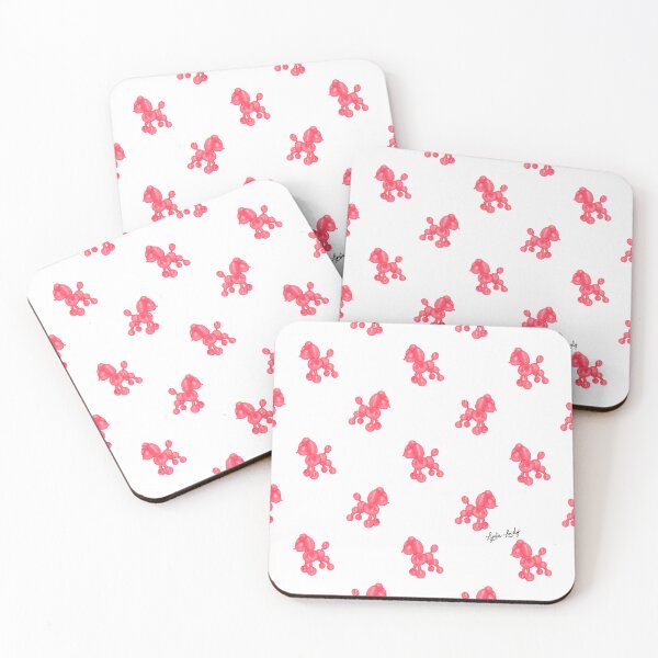 Item preview, Balloon poodle pattern pink- white background designed and sold by Studio Lydia  Lovely.