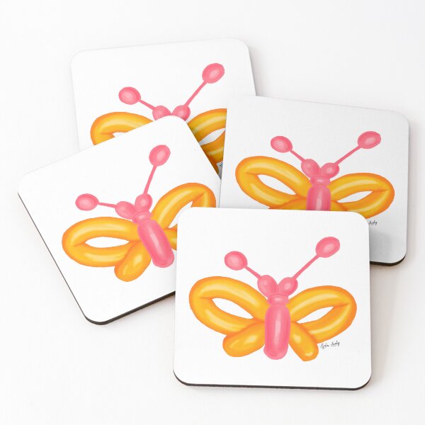 Item preview, Balloon butterfly artwork pink/orange- white background designed and sold by Studio Lydia  Lovely.
