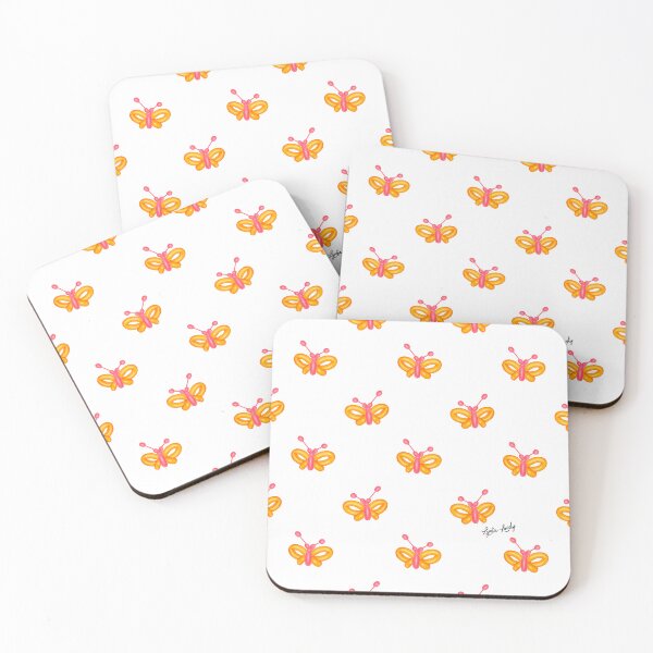 Item preview, Balloon butterfly pattern pink/orange- white background designed and sold by Studio Lydia  Lovely.