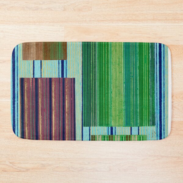 Item preview, JAPANESE TEXTILE COLLAGE SERIES  - Variation No. 5 STRIPES and RECTANGLES - AQUA, GREEN, MAROON designed and sold by MirabiliaMagpie.