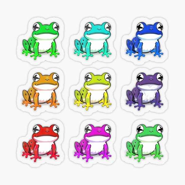 Cute Multicolored Frogs Sticker - Sticker Mania