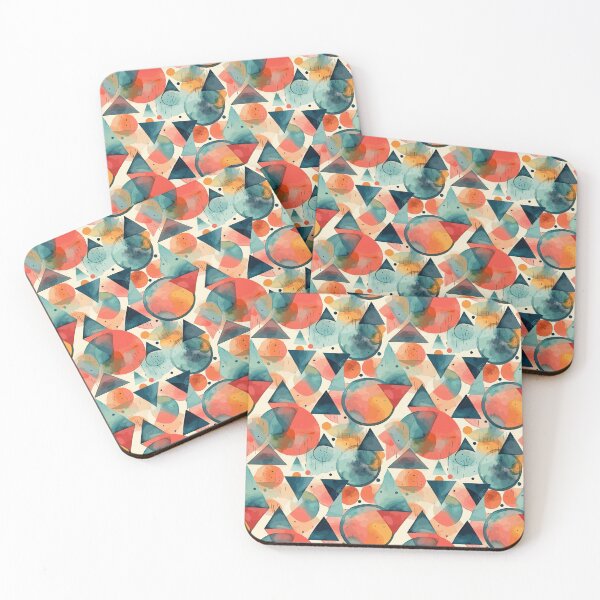 Item preview, Geometrics and colorful forms in a watercolor illustration pattern designed and sold by Maycon Arts.