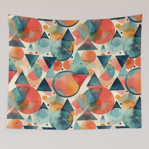 Item preview, Geometrics and colorful forms in a watercolor illustration pattern designed and sold by Maycon Arts.