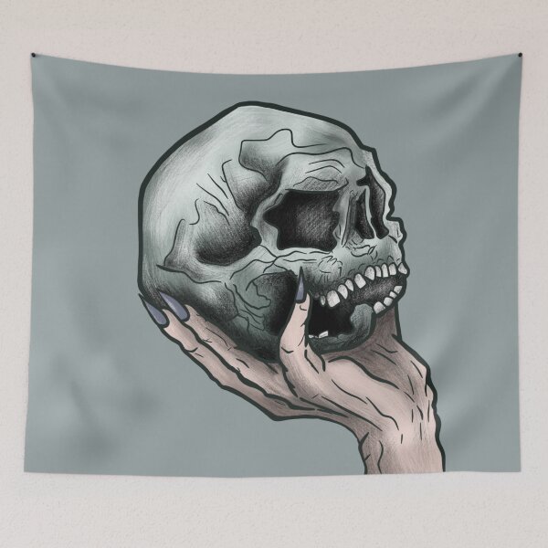Item preview, theatre hand holding skull designed and sold by atlasbackache.