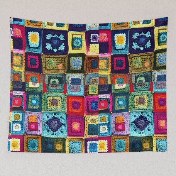 Item preview, Granny Squares, Colorful Crochet Trippy Tie Dye Rainbow Cute Gift designed and sold by Anticulture.