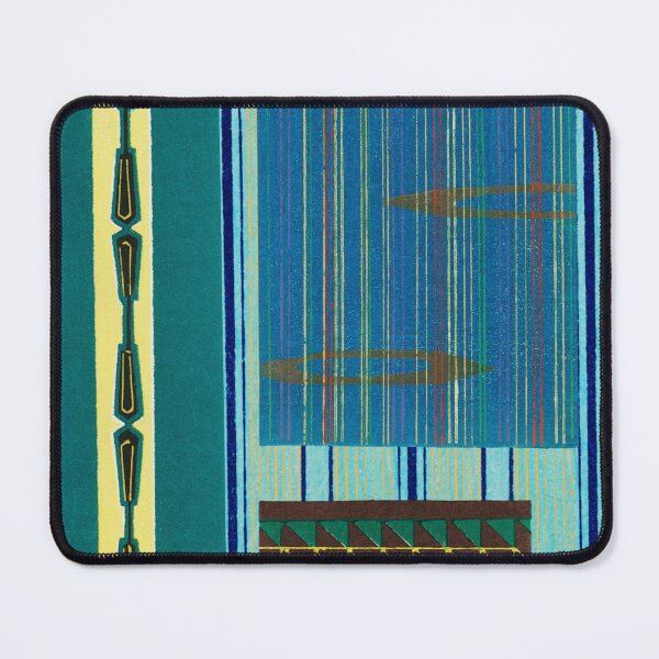 Item preview, JAPANESE TEXTILE COLLAGE SERIES - Variation No. 8 STRIPES and RECTANGLES - AQUA, TEAL, BROWN designed and sold by MirabiliaMagpie.
