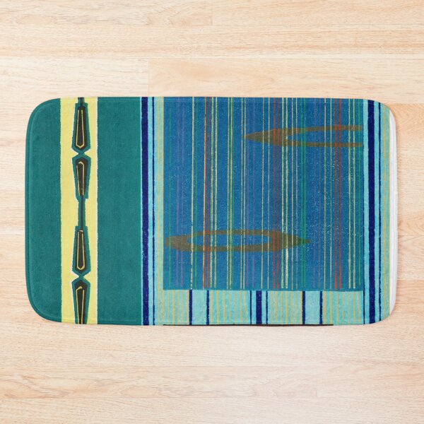 Item preview, JAPANESE TEXTILE COLLAGE SERIES  - Variation No. 8 STRIPES and RECTANGLES - AQUA, TEAL, BROWN designed and sold by MirabiliaMagpie.