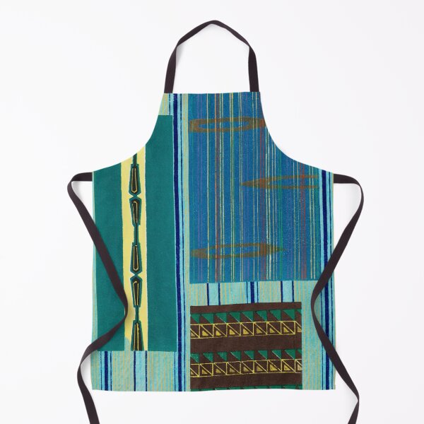 Item preview, JAPANESE TEXTILE COLLAGE SERIES - Variation No. 8 STRIPES and RECTANGLES - AQUA, TEAL, BROWN designed and sold by MirabiliaMagpie.