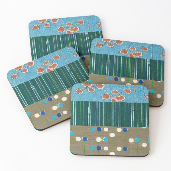 Item preview, JAPANESE TEXTILE COLLAGE SERIES  - Variation No.3 - DOTS, STRIPES and PETALS designed and sold by MirabiliaMagpie.
