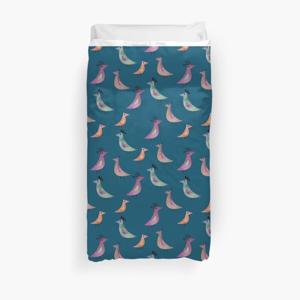 Bird Watercolor Blue Background pattern Duvet Cover